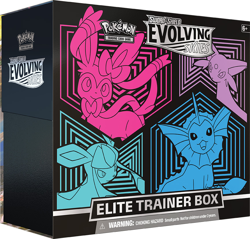 Evolving Skies — Elite Trainer Box — Vaporeon · Espeon · Glaceon · Sylveon
